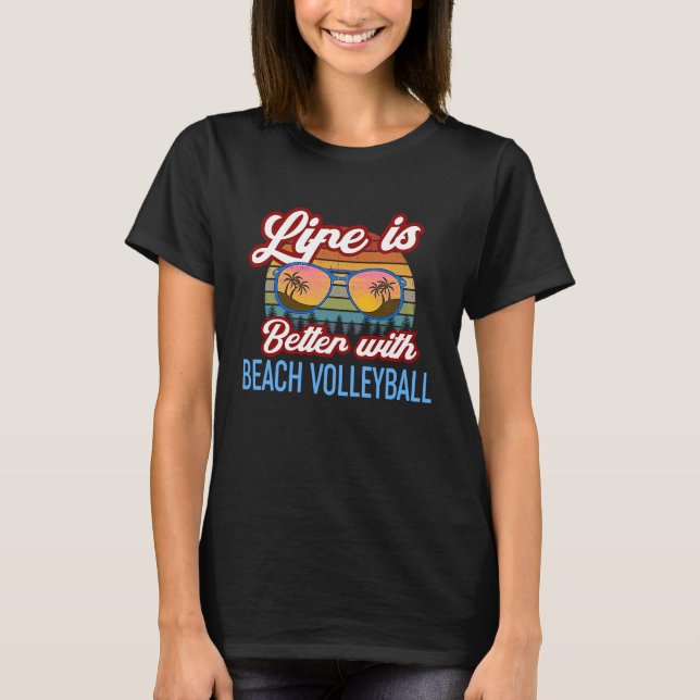 Camiseta Lema Retro Sunset Con Voleibol Playa (Anverso)