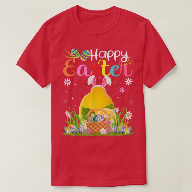 Camiseta Lemon Fruit Bunny Egg Hung Funny Lemon Happy Ea (Diseño del anverso)