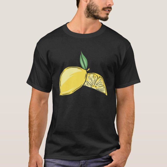 Camiseta Lemon Summer Fruit with Green Leaves Vegan Vegetar (Anverso)