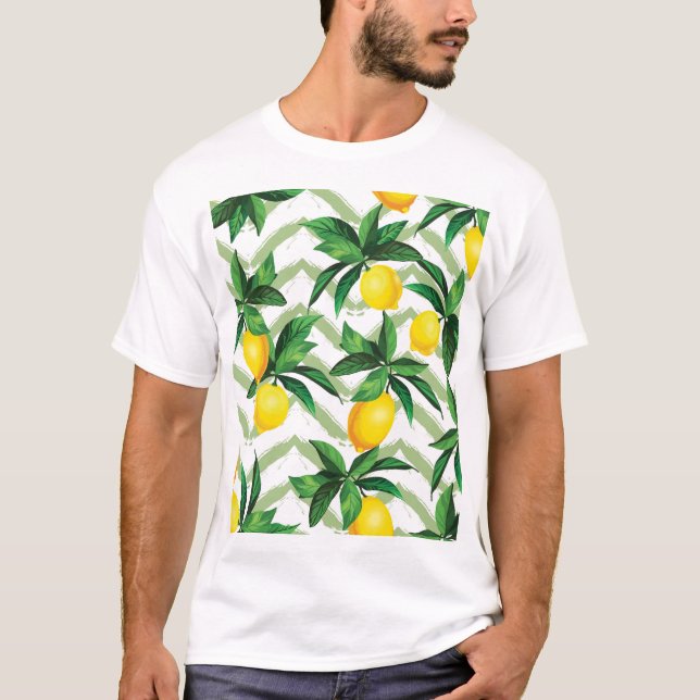 Camiseta Lemon zigzag: patrón pintado a mano. (Anverso)