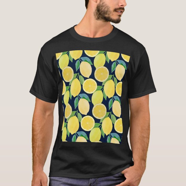 Camiseta Lemones acuarela: Ilustracion de patrón fresco (Anverso)