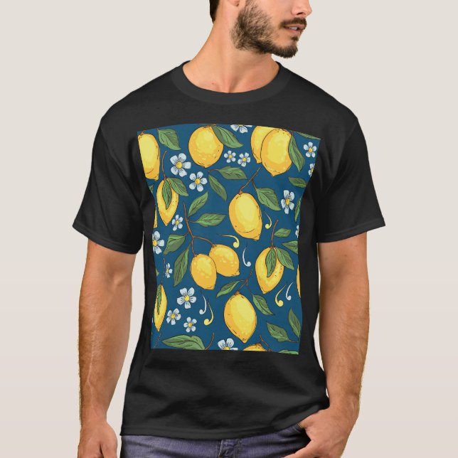 Camiseta Lemones Amarillos: Patrón de fruta tropical. (Anverso)