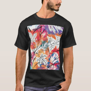Camiseta Lemones dibujados a mano, patrón de hojas azules.