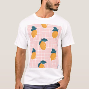 Camiseta Lemones, geometría retro, patrón veraniego sin cos