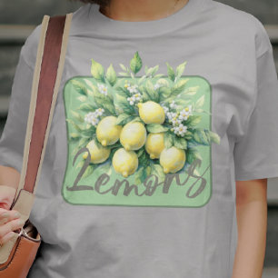 Camiseta Lemons Watercolor Fruta Botánica