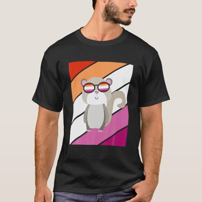 Camiseta Lemur Con Bandera Lesbiana Orgullosa LGBTQ Orgullo (Anverso)