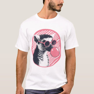 Camiseta Lemur con gafas de sol y chicle con burbujas