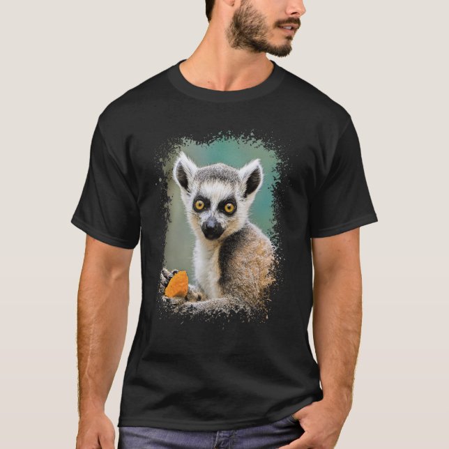 Camiseta Lemur Photo Zoo Animal Primate Splatter Art Tee (Anverso)