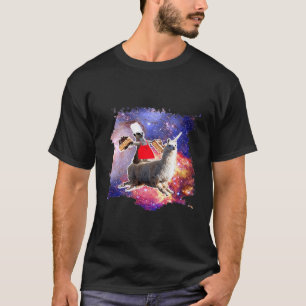 Camiseta Lemur Riding Llama Unicornio comiendo pastel