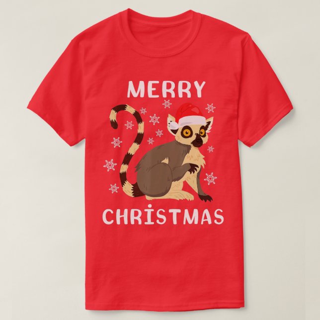 Camiseta Lemur Santa Merry Christmas Lemur Lover Cute Anima (Diseño del anverso)