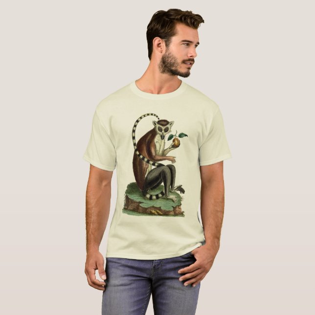 Camiseta Lemur Tee con cola de anillo: Ilustracion Zoológic (Anverso completo)