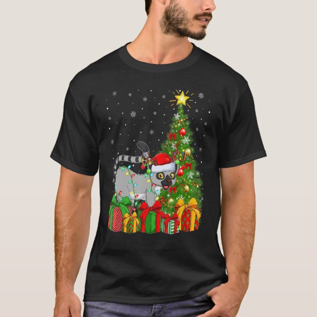 Camiseta Lemur  Xmas Holiday Santa Lemur Christmas Tree (Anverso)
