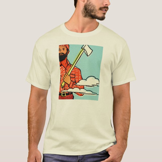 CAMISETA LEÑADOR BARBUDO CON EL HACHA. ADAPTABLE (Anverso)
