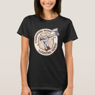 Camiseta Leñador cortando madera con hachas que se ve bien