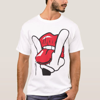 Camiseta Lengua de la mano del dibujo animado que lame el