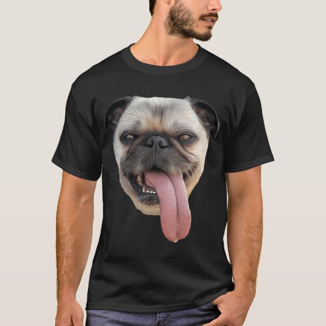 Camiseta Lengua de Pug colgando (Anverso)