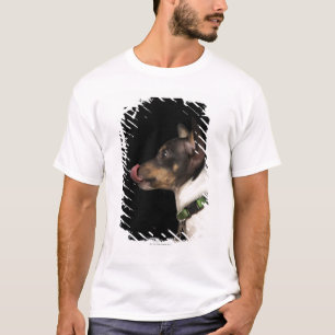 Camiseta Lengua fuera de la rata Terrier blanco y negro
