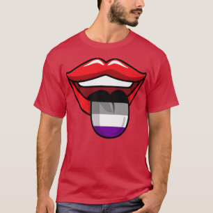 Camiseta Lengua labial asexual colo de bandera del orgullo 