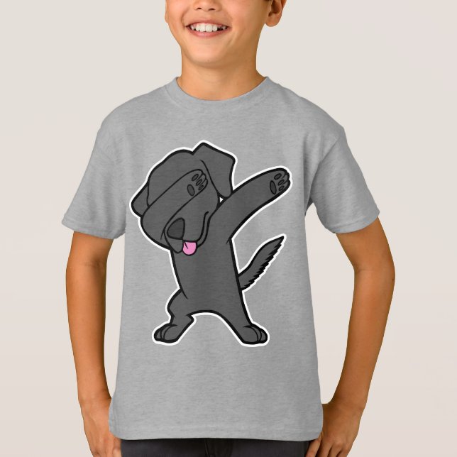 Camiseta Lenguado negro del perro de la danza de Hip Hop (Anverso)