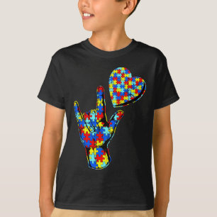 Camiseta Lenguaje de amor Autismo Conciencia Rompecabezas K