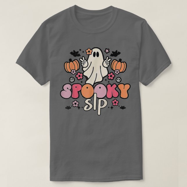Camiseta Lenguaje de discursos de Halloween retro Groovy SL (Diseño del anverso)