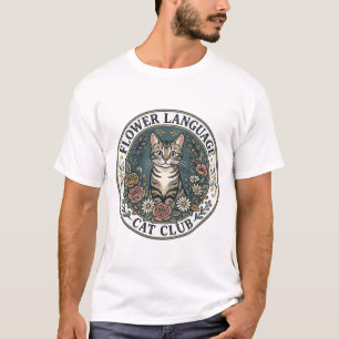 Camiseta Lenguaje de Flor Cat Cat Gráfico Tee Arte - Flor L