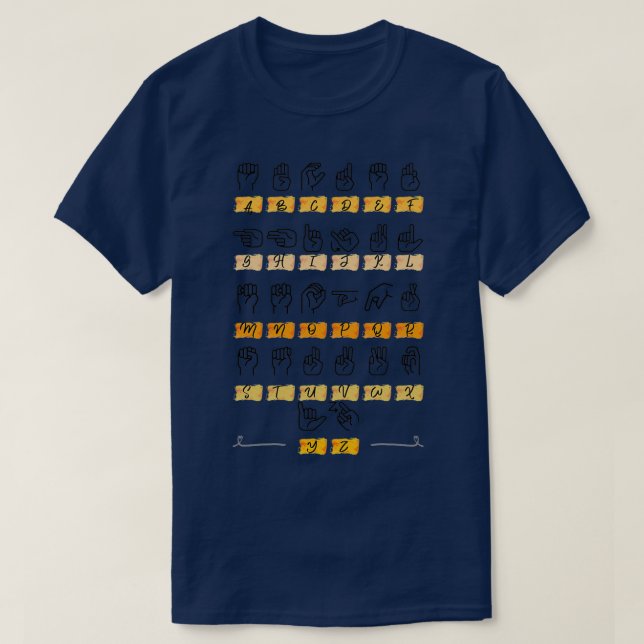 Camiseta Lenguaje de Rótulo Alphabet ASL (Diseño del anverso)