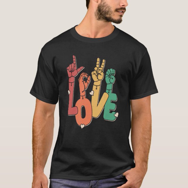 Camiseta Lenguaje de Rótulo Amor ASL Audiencia sorda Dificu (Anverso)