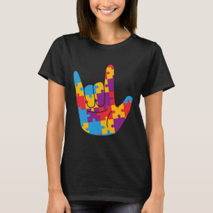 Camiseta Lenguaje de Rótulo Amor Autismo Ayuda para Concien