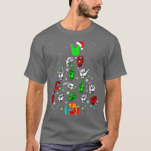 Camiseta Lenguaje de Rótulo Árbol de Navidad Feliz Regalos 
