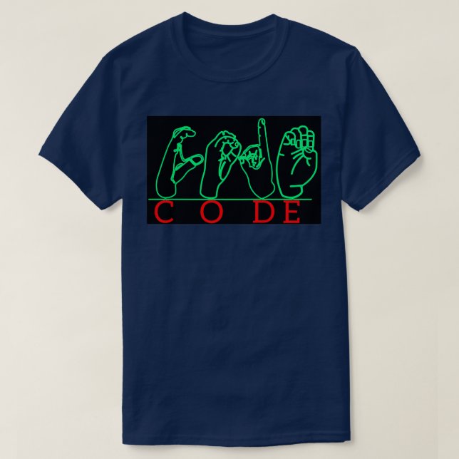 Camiseta Lenguaje de Rótulo ASL CÓDIGO de Gesto de silencio (Diseño del anverso)