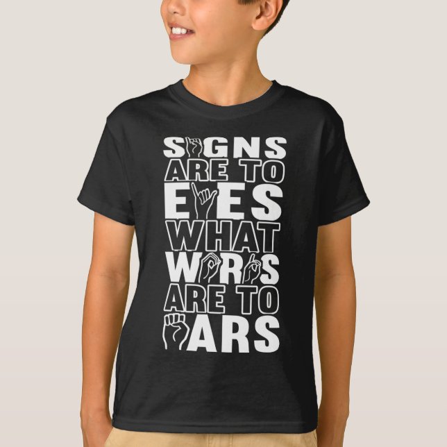 Camiseta Lenguaje de Rótulo Asl Concienciación Idioma Rótul (Anverso)