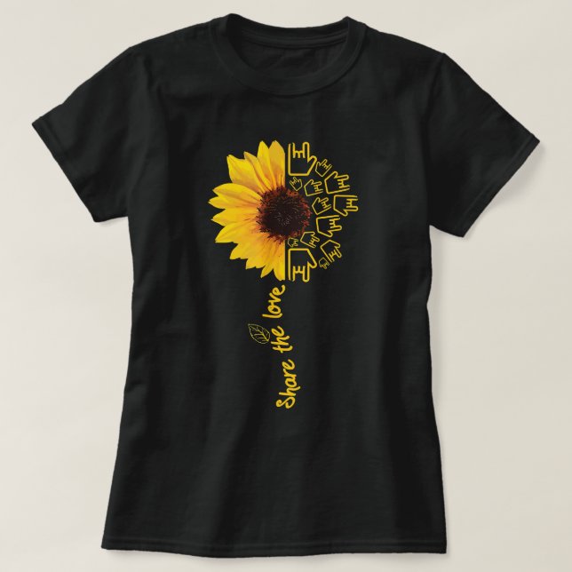Camiseta Lenguaje de Rótulo - ASL - Girasol americano - Com (Diseño del anverso)