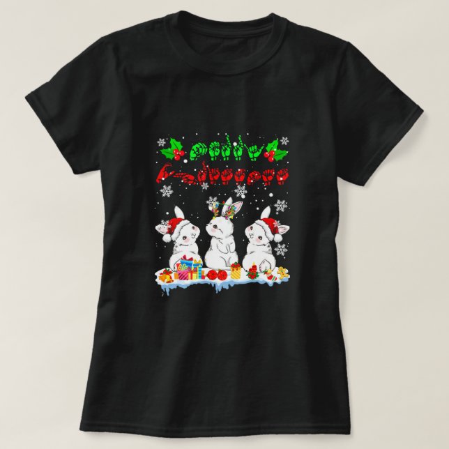 Camiseta Lenguaje de Rótulo ASL para navidad navideña navid (Diseño del anverso)