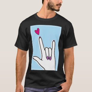 Camiseta Lenguaje de Rótulo ASL que te amo