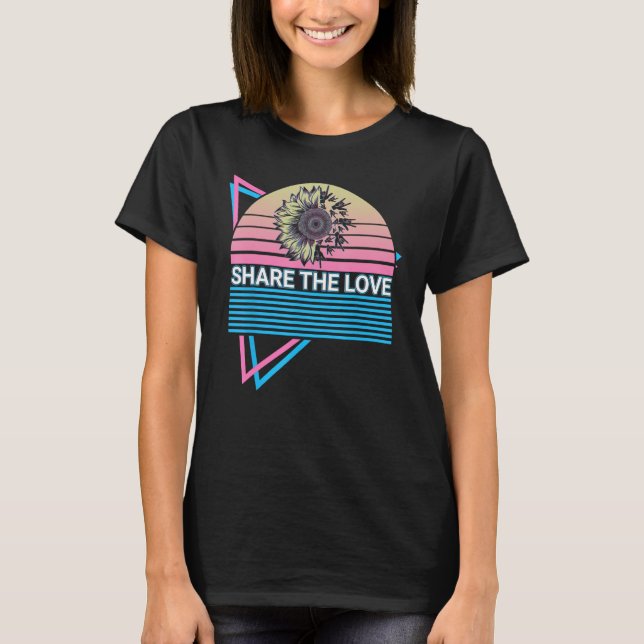 Camiseta Lenguaje de Rótulo ASL Retro Comparte Amor (Anverso)