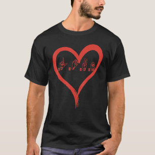 Camiseta Lenguaje de Rótulo de amor Heart ASL TShirt Día de