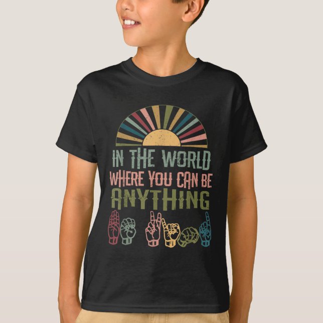Camiseta Lenguaje de Rótulo Sensibilización Sorda Amabilida (Anverso)