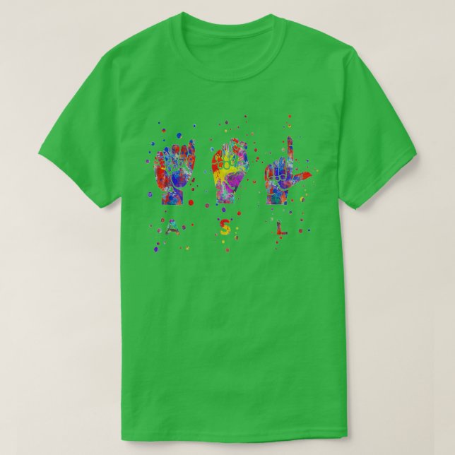 Camiseta lenguaje de señas ASL 2 (Diseño del anverso)