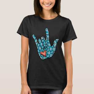 Camiseta Lenguaje de señas Asl Te amo gesto corazón sordo