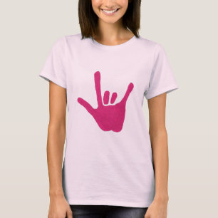 Camiseta Lenguaje de señas de mano de amor, en rosa, camise