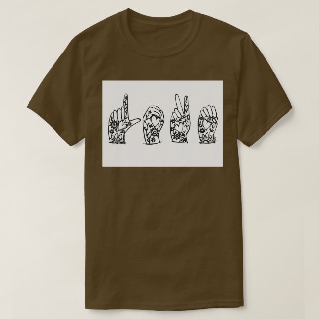 Camiseta lenguaje de señas LOVE 11 (Diseño del anverso)