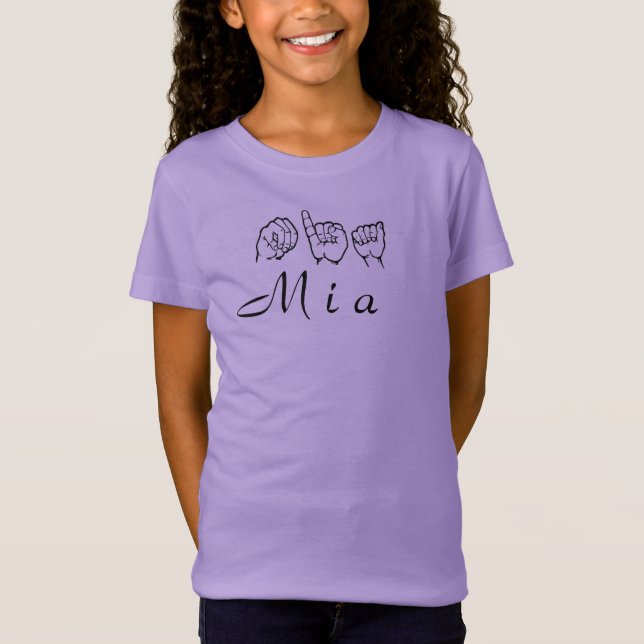 Camiseta Lenguaje de signos americano Fingerspelled Mia del (Anverso)