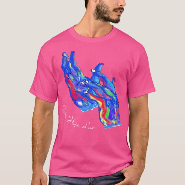 Camiseta Lenguaje Rótulo americano Jesús Fe Esperanza Amor (Anverso)