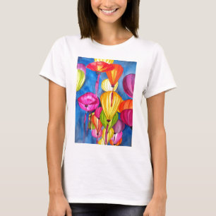 Camiseta Lenguas chinas acuarela arte fino