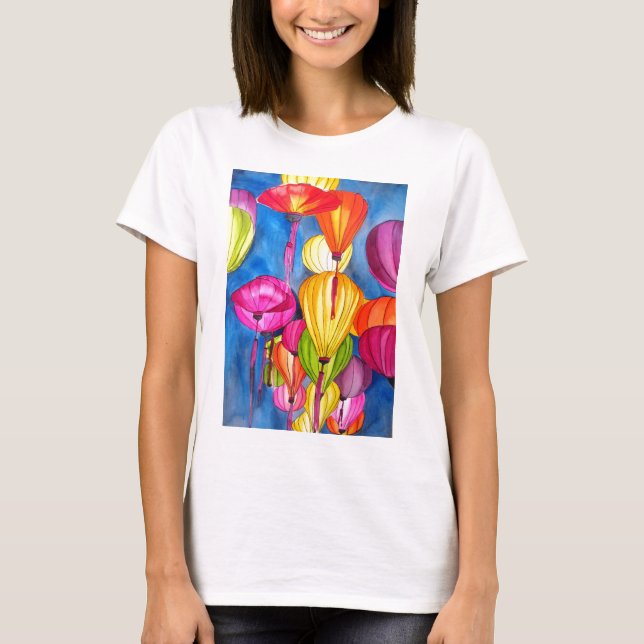 Camiseta Lenguas chinas acuarela arte fino (Anverso)