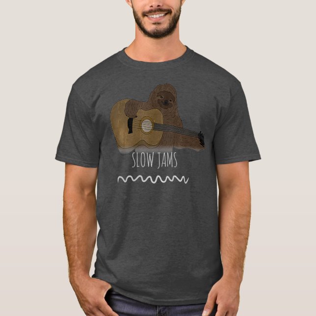 Camiseta Lenta Jams Sloth Tocando Guitarra Dolorida (Anverso)