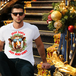 Camiseta Lentes locos Vacas Navidades de vaca coronaron