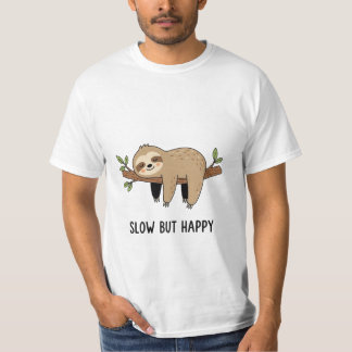 Camiseta Lento Pero Feliz – Ilustración de Perezoso Lindo U