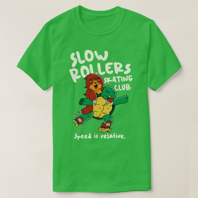 Camiseta Lento Rollers Club de Patinaje Divertido Tortuga y (Diseño del anverso)